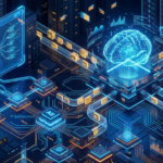 epresentación futurista de APIs de web scraping extrayendo datos estructurados para IA